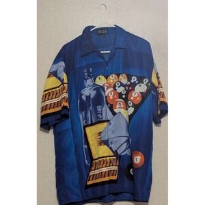 Vintage Y2K Ferguni Billiards Bar Room Button Down Shirt Size XL
